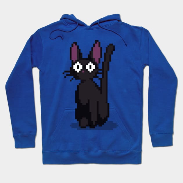 Black Cat pixel art Hoodie by PXLFLX